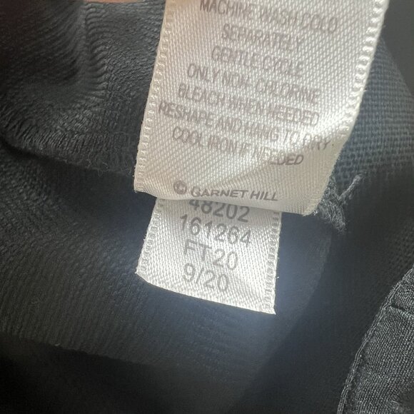 Garnet Hill Pants Black Elastic Waist Pull On Straight Leg Pleated Size Medium - Picture 11 of 14